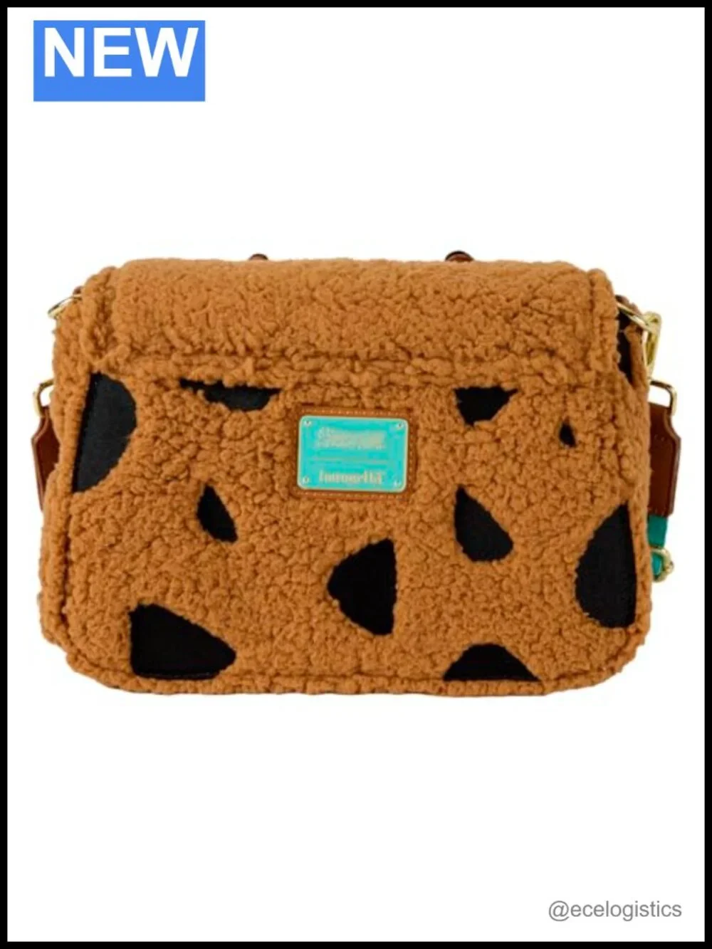 Sherpa Crossbody Bag with Faux Leather Trim Adjustable Strap